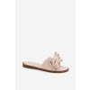 Dámske papuče na ploché podešvi s mašľou béžove amivelle / M41 BEIGE (Veľkosť 36)