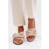 Dámske papuče na ploché podešvi s mašľou béžove amivelle / M41 BEIGE (Veľkosť 36)