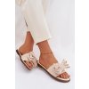 Dámske papuče na ploché podešvi s mašľou béžove amivelle / M41 BEIGE (Veľkosť 36)