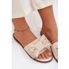 Dámske papuče na ploché podešvi s mašľou béžove amivelle / M41 BEIGE (Veľkosť 36)