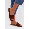 Dámske ploché Sandále s pásky z eko semišu čokoládovo hnedé florane / CD381 BROWN (Veľkosť 37)