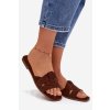 Dámske ploché Sandále s pásky z eko semišu čokoládovo hnedé florane / CD381 BROWN (Veľkosť 37)