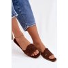 Dámske ploché Sandále s pásky z eko semišu čokoládovo hnedé florane / CD381 BROWN (Veľkosť 37)