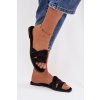 Dámske ploché Sandále s pásky z eko semišu čierne florane / CD381 BLACK (Veľkosť 36)