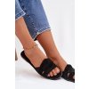 Dámske ploché Sandále s pásky z eko semišu čierne florane / CD381 BLACK (Veľkosť 36)