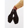 Dámske ploché Sandále s pásky z eko semišu čierne florane / CD381 BLACK (Veľkosť 36)