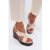 Dámske Sandále z eco kože na platforme béžove janivra / CH939 BEIGE (Veľkosť 37)