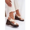 Dámske Sandále z eco kože na platforme béžove janivra / CH939 BEIGE (Veľkosť 37)