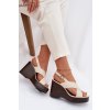 Dámske Sandále z eco kože na platforme béžove janivra / CH939 BEIGE (Veľkosť 37)