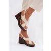 Dámske Sandále z eco kože na platforme béžove janivra / CH939 BEIGE (Veľkosť 37)