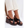 Dámske Sandále z eco kože na platforme čierne janivra / CH939 BLACK (Veľkosť 37)