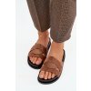 Dámske papuče z eko semišu s pásky hnedé marivessa / 666-58 MOCHA (Veľkosť 36)