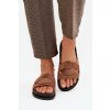 Dámske papuče z eko semišu s pásky hnedé marivessa / 666-58 MOCHA (Veľkosť 36)
