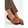 Dámske papuče z eko semišu s pásky hnedé marivessa / 666-58 MOCHA (Veľkosť 36)