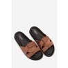 Dámske papuče z eko semišu s pásky hnedé marivessa / 666-58 MOCHA (Veľkosť 36)