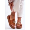 koža Dámske klapky na platforme s ozdobou hnedé azera / GG-585 CAMEL (Veľkosť 37)