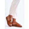 koža Dámske klapky na platforme s ozdobou hnedé azera / GG-585 CAMEL (Veľkosť 37)