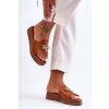 koža Dámske klapky na platforme s ozdobou hnedé azera / GG-585 CAMEL (Veľkosť 37)