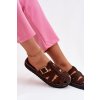 Dámske papuče s pásky a zlatým remienkom čokoládovo hnedé roselisse / MAN0383 BROWN (Veľkosť 36)