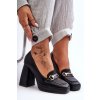 Módní kožené Dámske lodičky čierne rouse / M047 BLACK (Veľkosť 37)