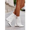 Kožené zateplené členkové topánky na sloupu biele chevie / H2280 BLANCO (Veľkosť 38)