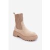 Kožené členkové topánky s elastickou vložkou bežové anyfer / JJ27P BEIGE (Veľkosť 39)