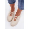 športové Dámske baleríny s pásky béžove farvessa / DKB9927 BEIGE (Veľkosť 36)