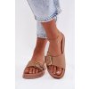 Dámske papuče s zlatým sponou tmavo béžove rosivana / DM515 KHAKI (Veľkosť 36)