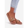 Dámske papuče s zlatým sponou tmavo béžove rosivana / DM515 KHAKI (Veľkosť 36)
