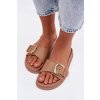 Dámske papuče s zlatým sponou tmavo béžove rosivana / DM515 KHAKI (Veľkosť 36)
