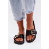 Dámske papuče s zlatým sponou čierne rosivana / DM515 BLACK (Veľkosť 36)