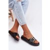 Dámske papuče s zlatým sponou čierne rosivana / DM515 BLACK (Veľkosť 36)