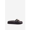 Dámske papuče s zlatým sponou čierne rosivana / DM515 BLACK (Veľkosť 36)