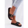 Dámske papuče s zlatým sponou čierne rosivana / DM515 BLACK (Veľkosť 36)