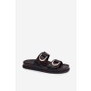Eko kožené Dámske papuče s pásky čierne rosinessa / DM576 BLACK (Veľkosť 36)