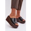 Dámske Sandále na platforme a platforme so zlatými sponami čierne farinelle / DM486 BLACK (Veľkosť 36)