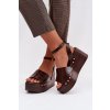 Dámske Sandále na platforme so zlatými sponami čokoládovo hnedé galorina / DM497 BROWN (Veľkosť 36)