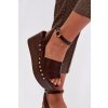 Dámske Sandále na platforme so zlatými sponami čokoládovo hnedé galorina / DM497 BROWN (Veľkosť 36)