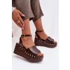 Dámske Sandále na platforme so zlatými sponami čokoládovo hnedé galorina / DM497 BROWN (Veľkosť 36)