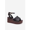 Dámske Sandále na platforme so zlatými přezkami čierne galorina / DM497 BLACK (Veľkosť 36)