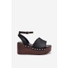 Dámske Sandále na platforme so zlatými přezkami čierne galorina / DM497 BLACK (Veľkosť 36)
