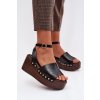 Dámske Sandále na platforme so zlatými přezkami čierne galorina / DM497 BLACK (Veľkosť 36)