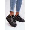 Dámske tenisky na platforme s ozdobným detailom čierne iselora / 24SP26-4757 BLACK (Veľkosť 36)