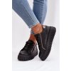 Dámske tenisky na platforme s ozdobným detailom čierne iselora / 24SP26-4757 BLACK (Veľkosť 36)
