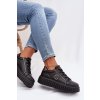 Dámske tenisky na platforme s ozdobným detailom čierne iselora / 24SP26-4757 BLACK (Veľkosť 36)