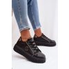 Dámske tenisky na platforme s ozdobným detailom čierne iselora / 24SP26-4757 BLACK (Veľkosť 36)