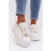 Dámske tenisky na platforme s přívesky medved srdce selorissa / 24SP26-4758 WHT/GLD (Veľkosť 36)