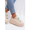 Dámske tenisky na platforme s přívesky medvídek srdce béžove selorissa / 24SP26-4758 BEIGE (Veľkosť 36)