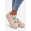 Dámske tenisky na platforme s přívesky medvídek srdce béžove selorissa / 24SP26-4758 BEIGE (Veľkosť 36)