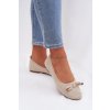 Baleríny s mašľou béžove amelivra / 25BL02-9048 BEIGE (Veľkosť 36)